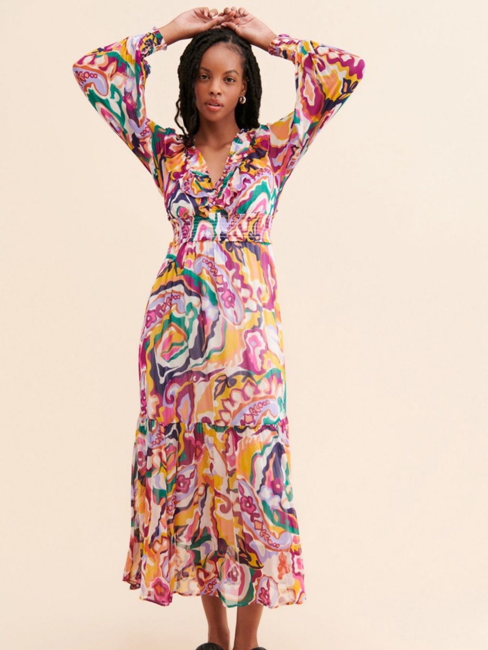 Anthropologie Marais Printed Chiffon Maxi Dress